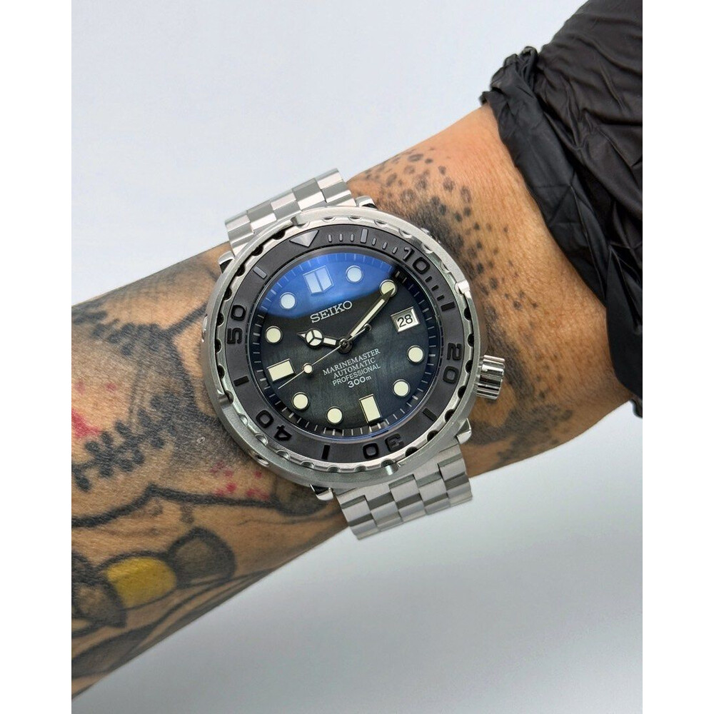 Custom Seiko Mod • Black Pearl Silver Tuna Yachtmaster • 46mm